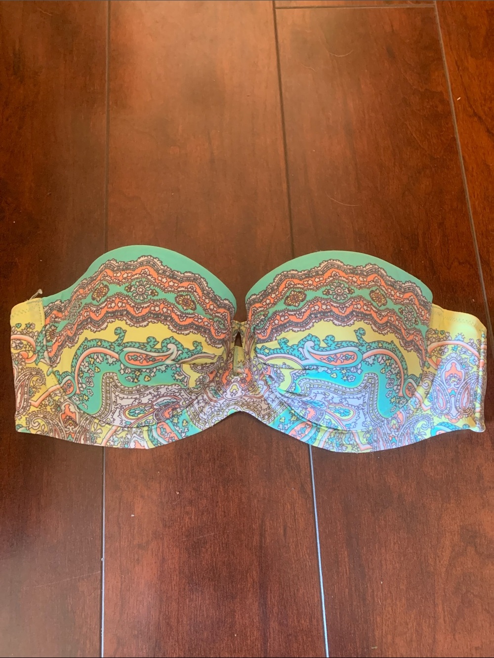 Victorias Secret Strapless Paisley Print Bandeau Bathing suit Top- Multicolor